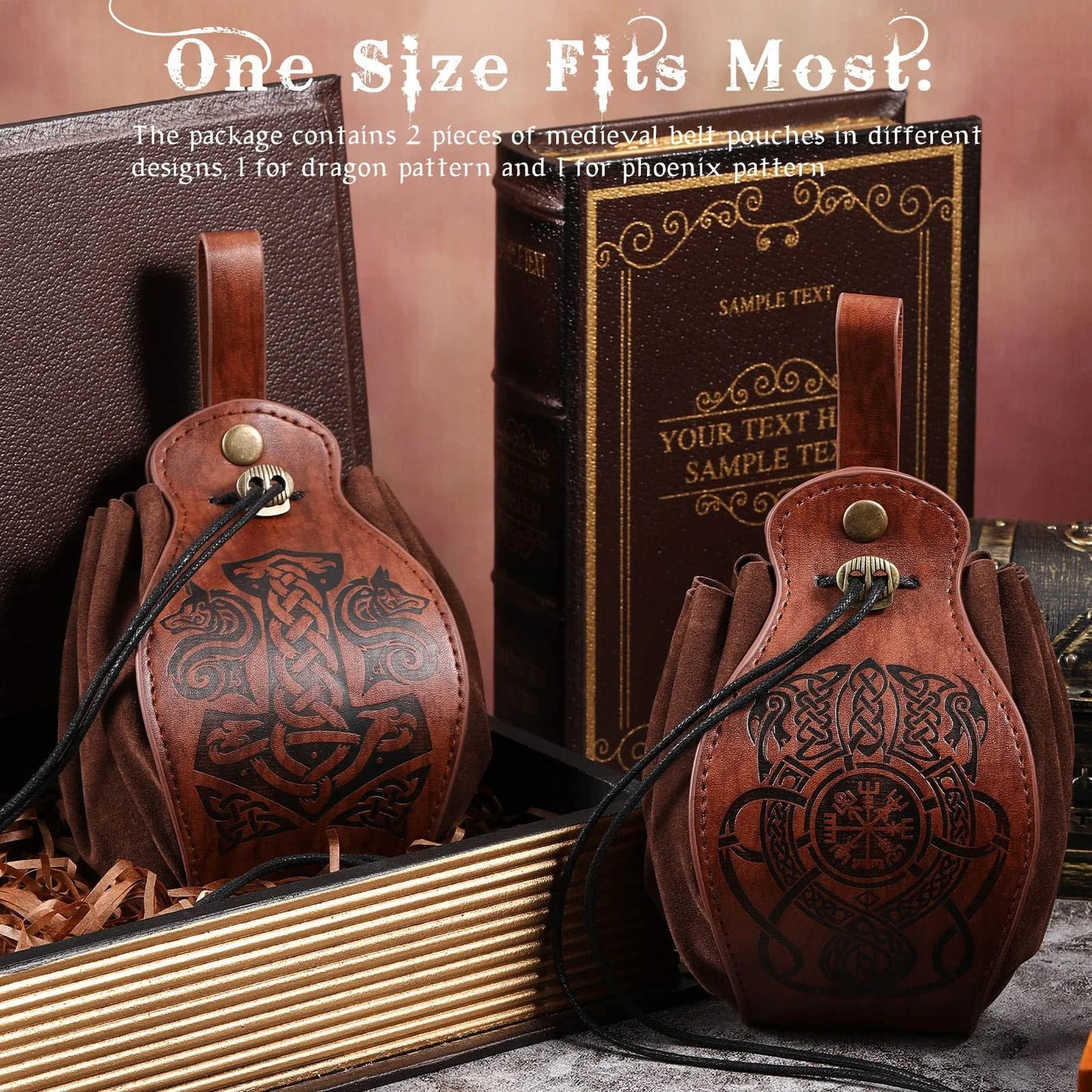 "Leather Dice Bag with Celtic Design – Premium Storage for RPG and Tabletop Dice