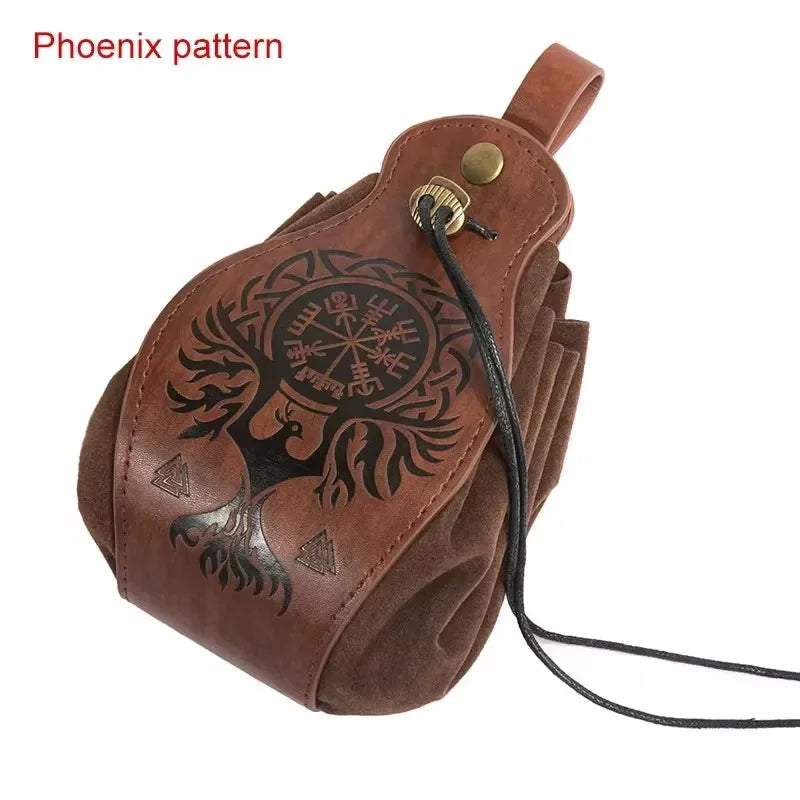 "Leather Dice Bag with Celtic Design – Premium Storage for RPG and Tabletop Dice