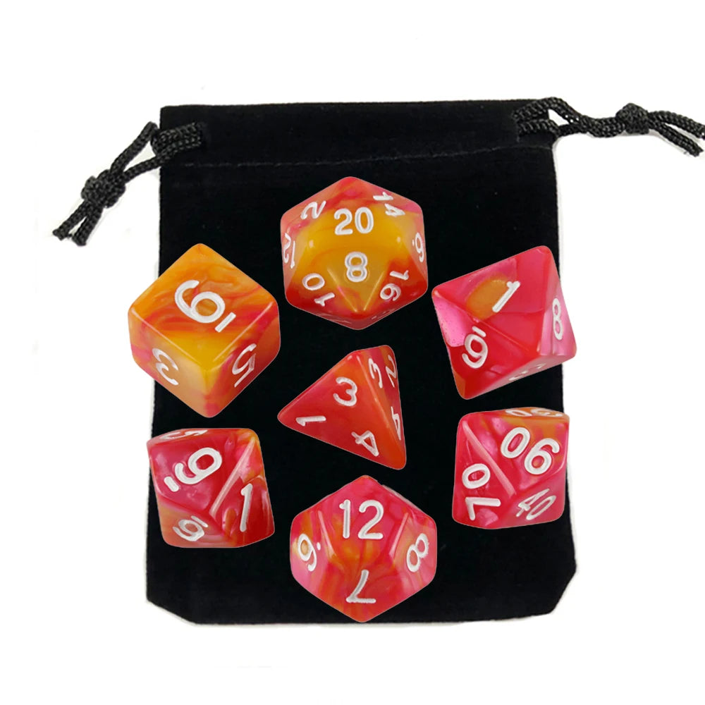 "7pcs Polyhedral Dice Set with Bag for RPG & Board Games - FREE SHIPPING"