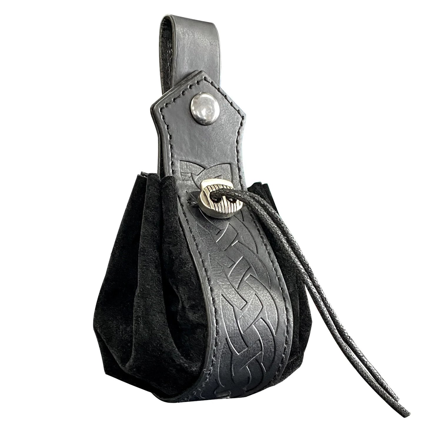 "Leather Dice Bag with Celtic Design – Premium Storage for RPG and Tabletop Dice