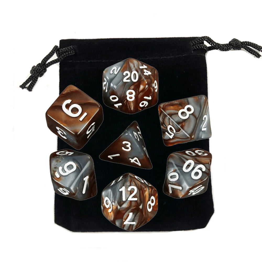 "7pcs Polyhedral Dice Set with Bag for RPG & Board Games - FREE SHIPPING"