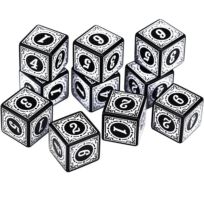 "50PCS Acrylic Dice Set D6 with Carved Pattern – Premium RPG & Board Game Dice"