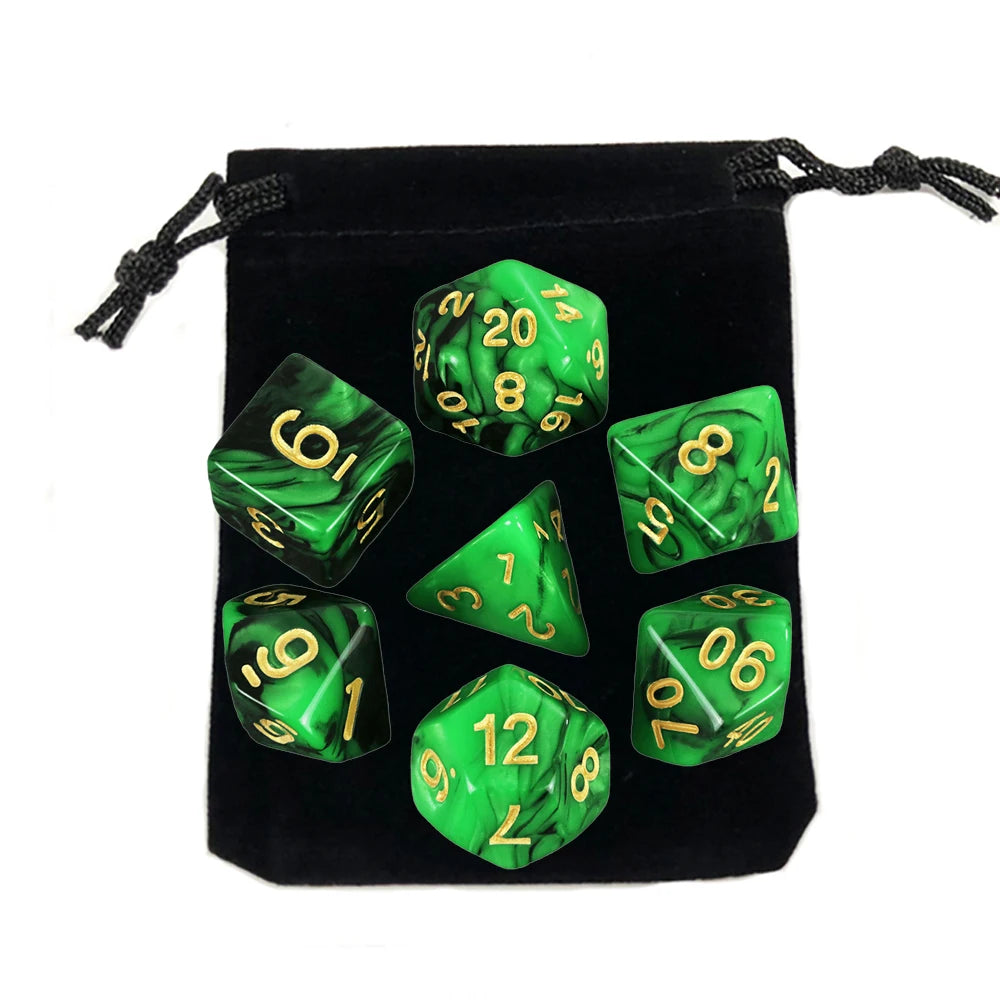 "7pcs Polyhedral Dice Set with Bag for RPG & Board Games - FREE SHIPPING"