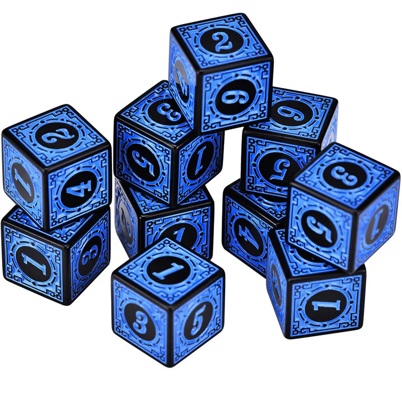 "50PCS Acrylic Dice Set D6 with Carved Pattern – Premium RPG & Board Game Dice"