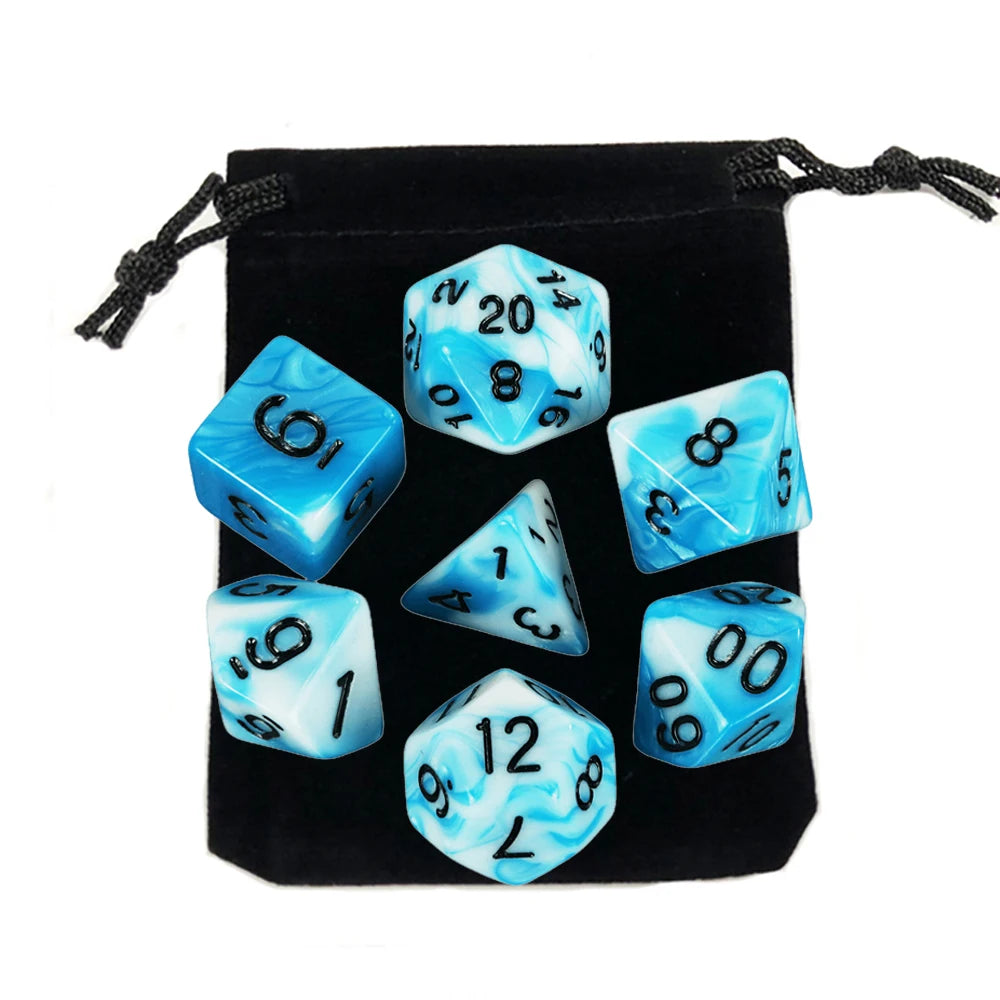 "7pcs Polyhedral Dice Set with Bag for RPG & Board Games - FREE SHIPPING"
