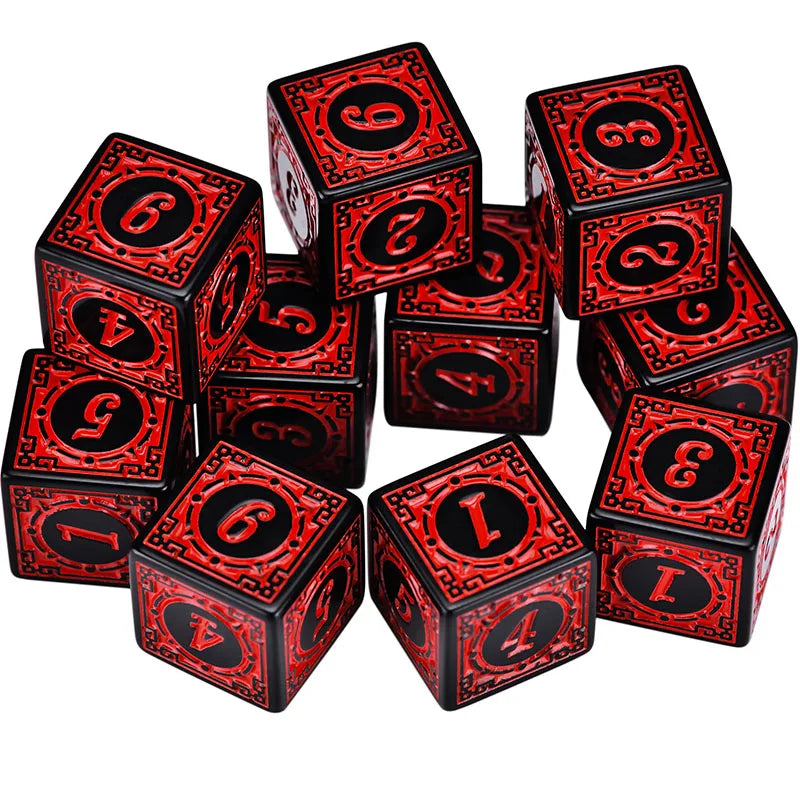 "50PCS Acrylic Dice Set D6 with Carved Pattern – Premium RPG & Board Game Dice"
