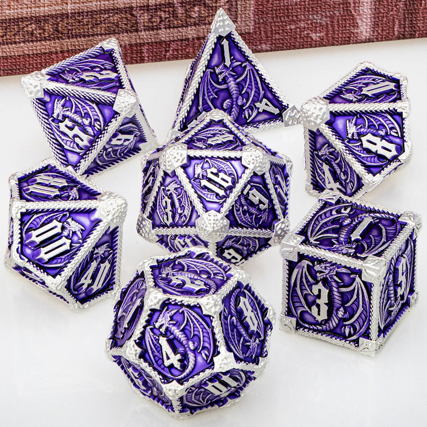 "Metal Dragon Dice Set 7pcs – Premium Fantasy RPG Dice for Tabletop Games - FREE SHIPPING"