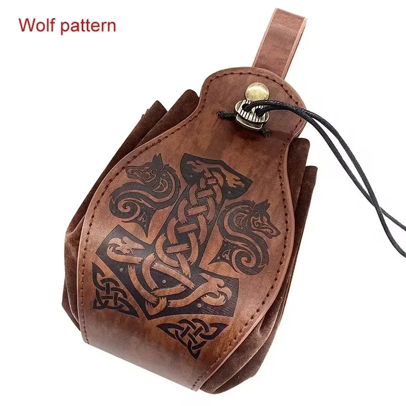 "Leather Dice Bag with Celtic Design – Premium Storage for RPG and Tabletop Dice