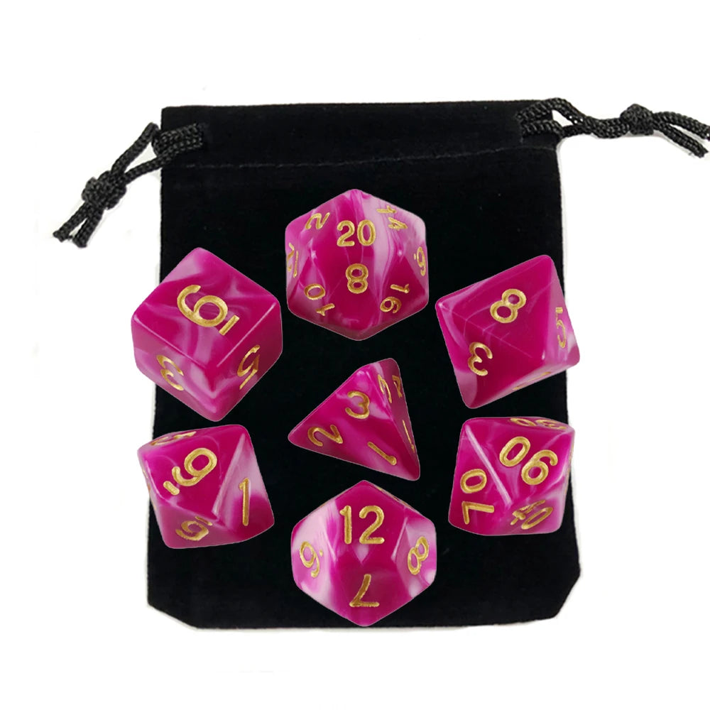 "7pcs Polyhedral Dice Set with Bag for RPG & Board Games - FREE SHIPPING"