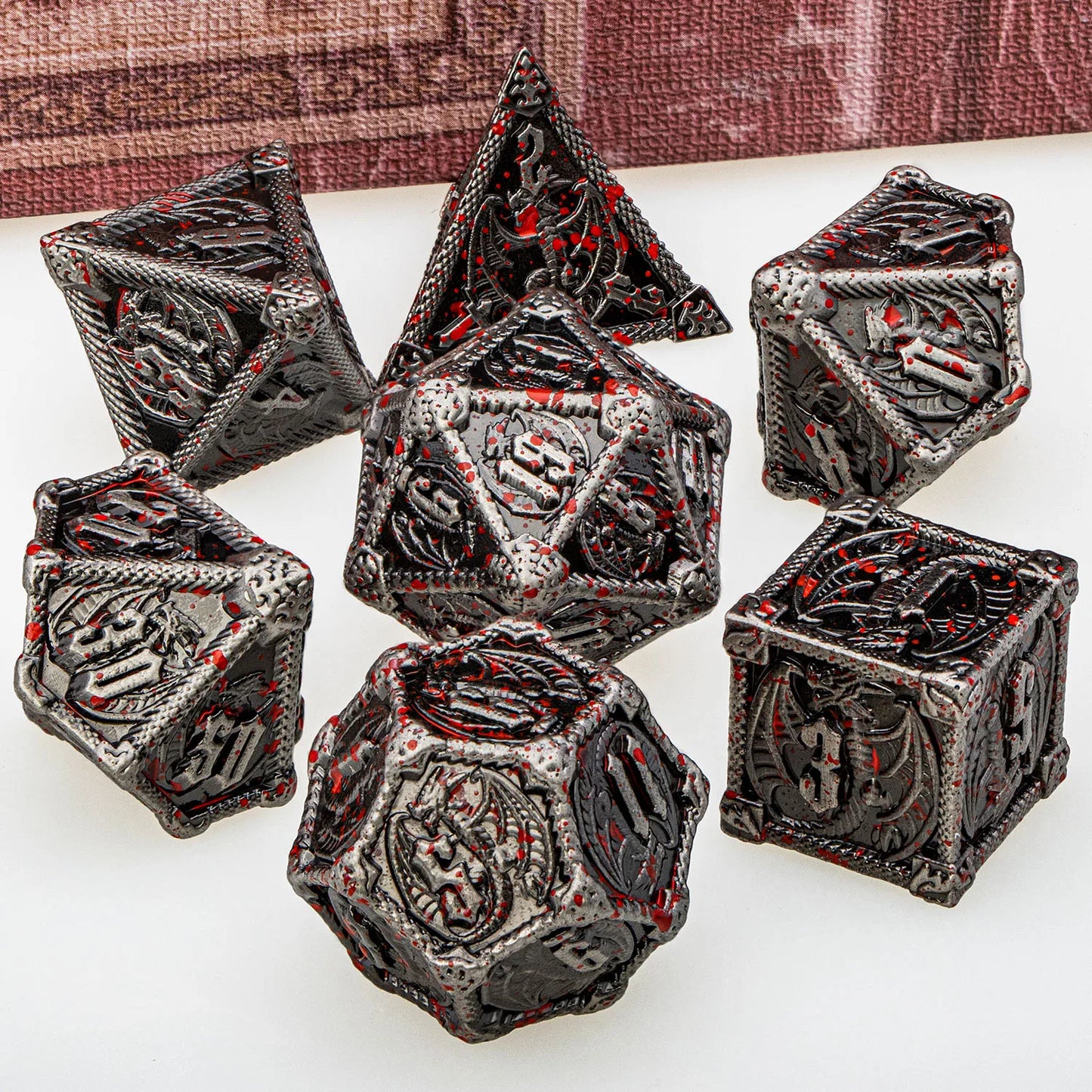 "Metal Dragon Dice Set 7pcs – Premium Fantasy RPG Dice for Tabletop Games - FREE SHIPPING"