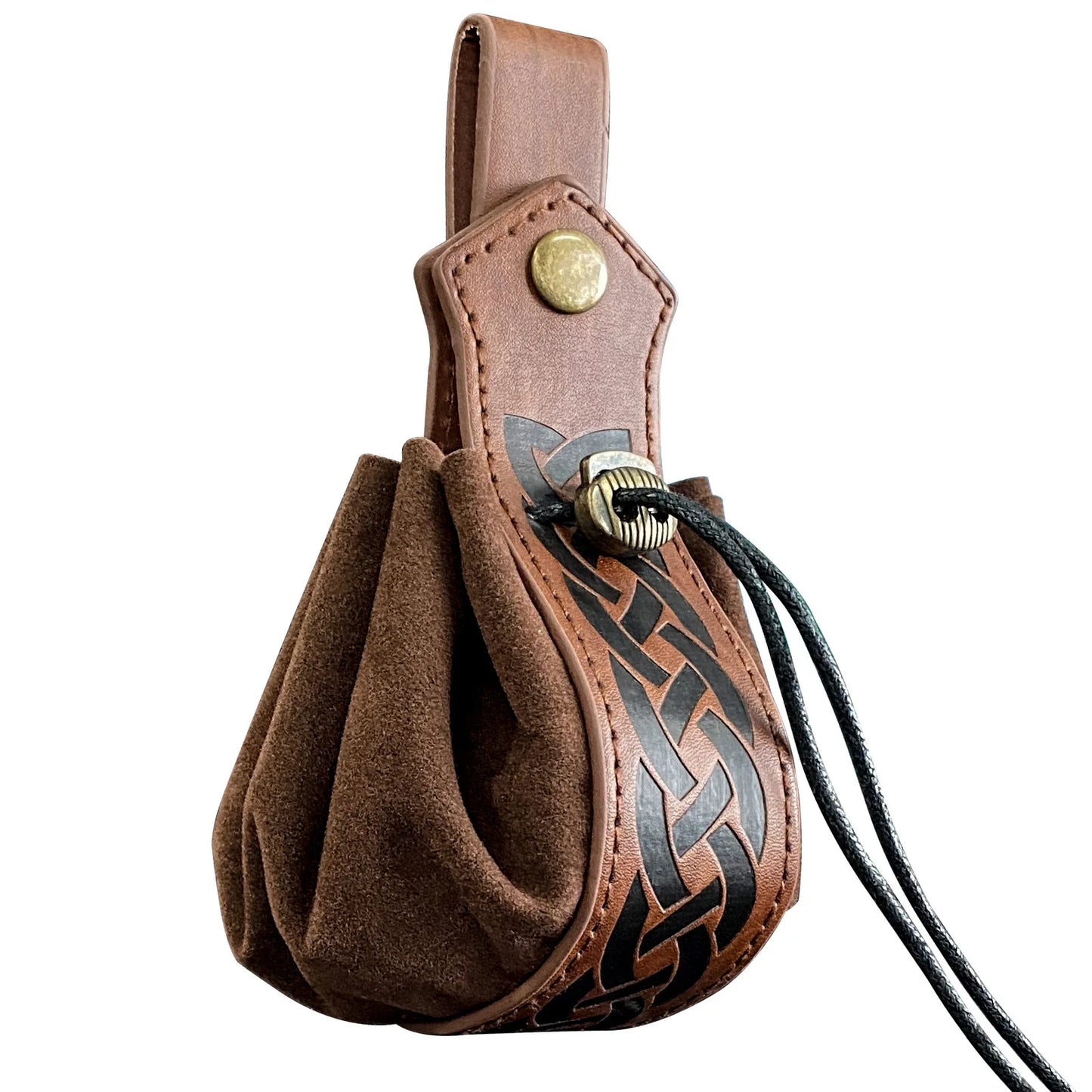 "Leather Dice Bag with Celtic Design – Premium Storage for RPG and Tabletop Dice