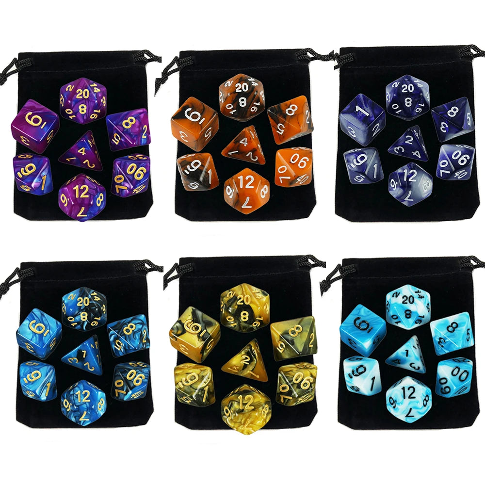 "7pcs Polyhedral Dice Set with Bag for RPG & Board Games - FREE SHIPPING"