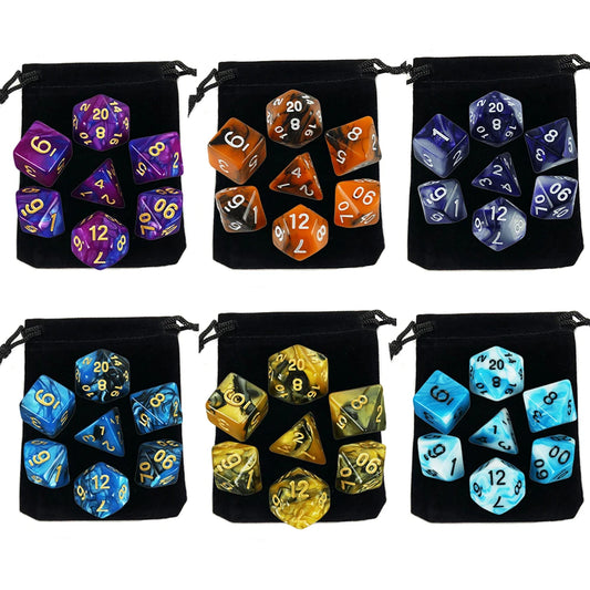 "7pcs Polyhedral Dice Set with Bag for RPG & Board Games - FREE SHIPPING"