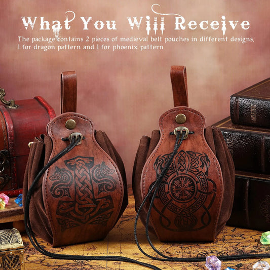 "Leather Dice Bag with Celtic Design – Premium Storage for RPG and Tabletop Dice