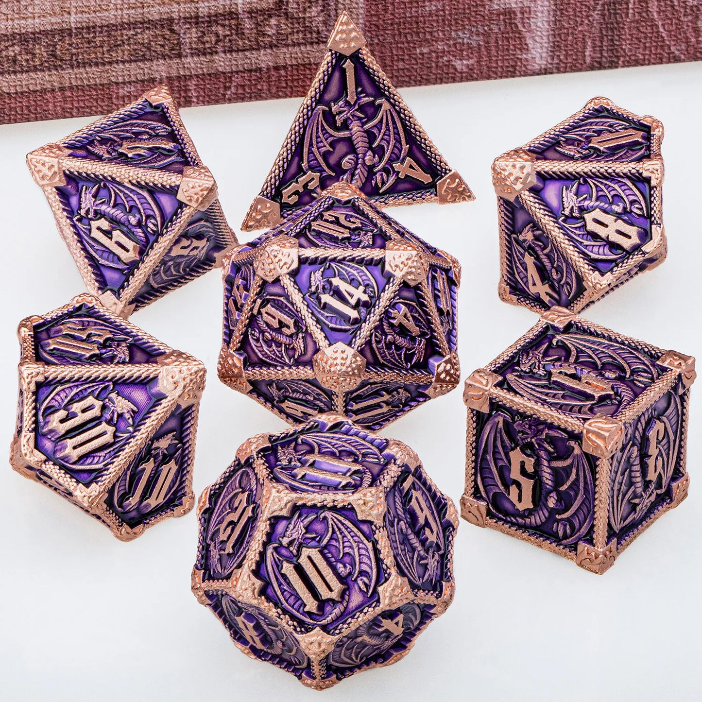 "Metal Dragon Dice Set 7pcs – Premium Fantasy RPG Dice for Tabletop Games - FREE SHIPPING"