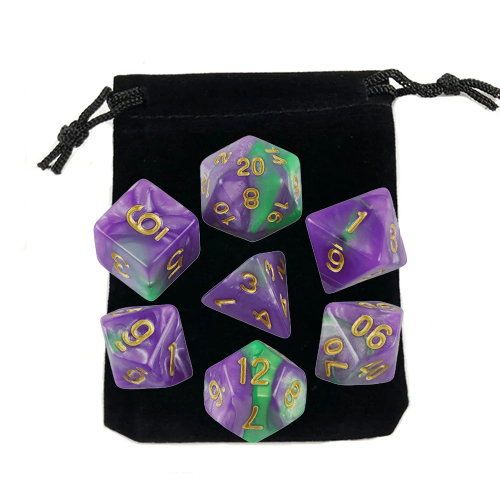 "7pcs Polyhedral Dice Set with Bag for RPG & Board Games - FREE SHIPPING"