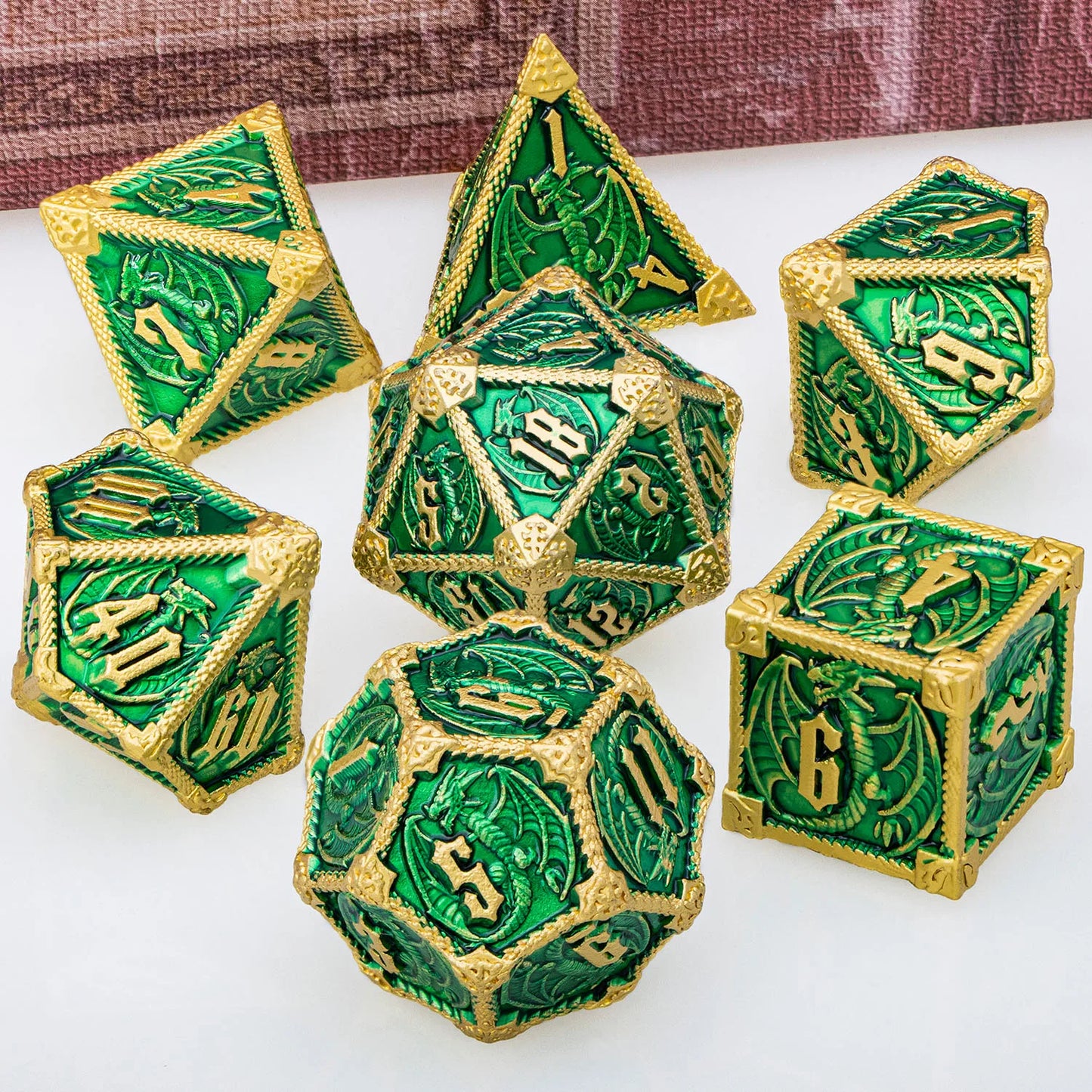 "Metal Dragon Dice Set 7pcs – Premium Fantasy RPG Dice for Tabletop Games - FREE SHIPPING"