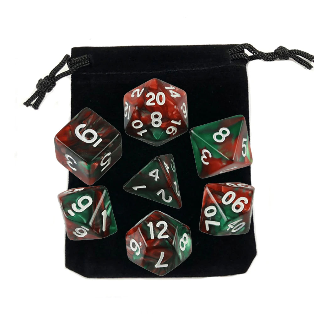 "7pcs Polyhedral Dice Set with Bag for RPG & Board Games - FREE SHIPPING"