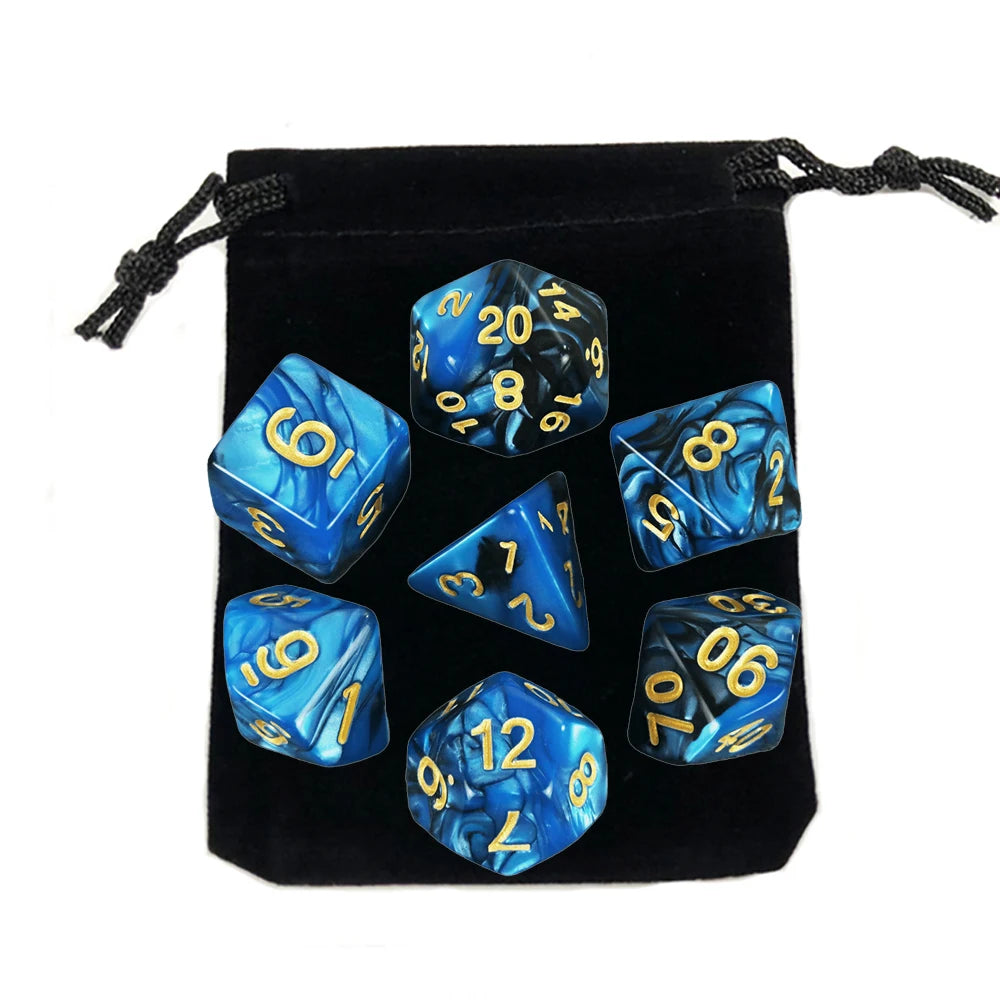 "7pcs Polyhedral Dice Set with Bag for RPG & Board Games - FREE SHIPPING"