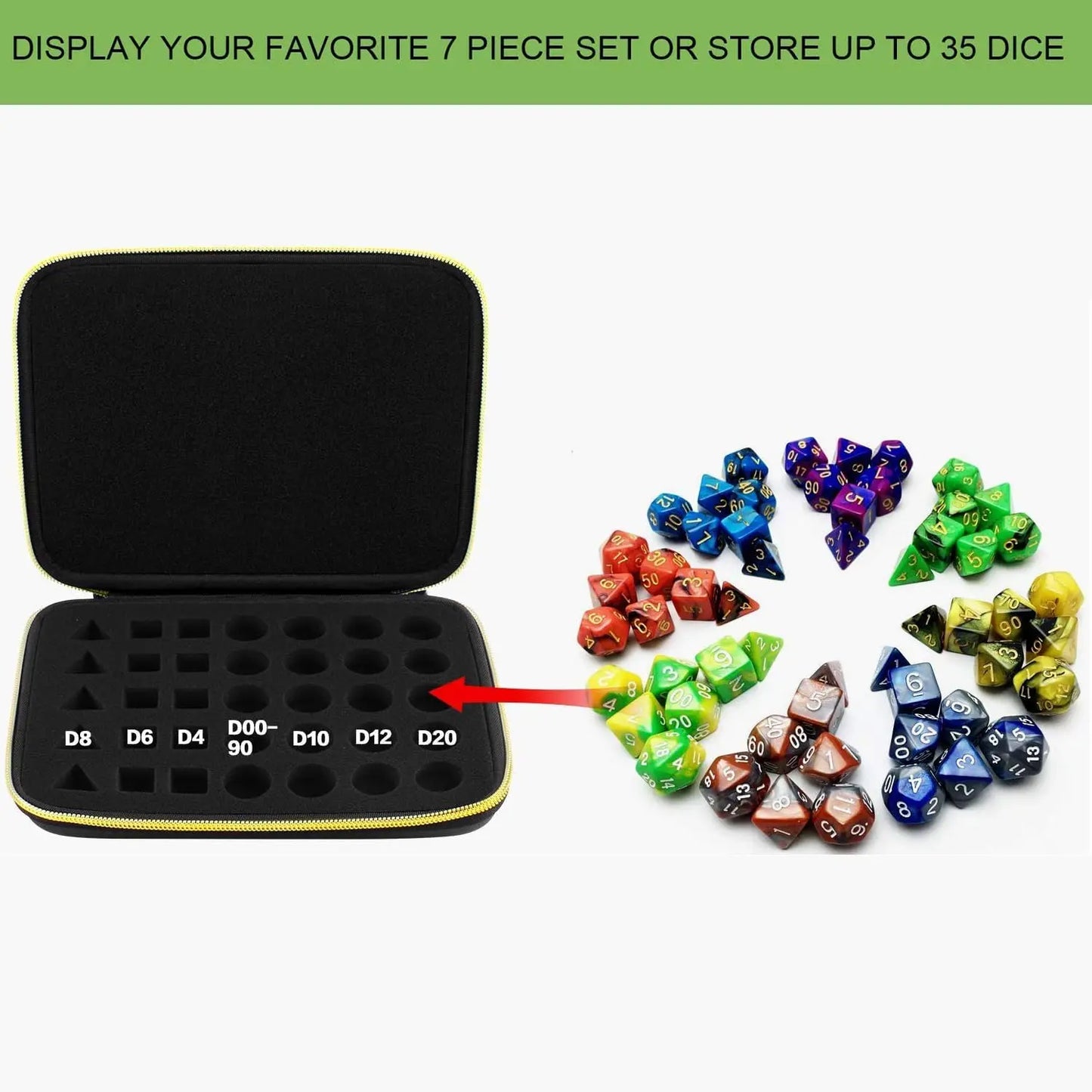 "35+ Dice Case Box Tray & Storage Holder – Organizer for RPG and Tabletop Dice"