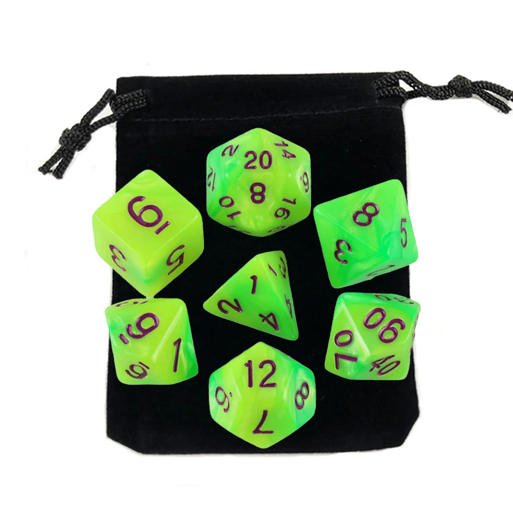 "7pcs Polyhedral Dice Set with Bag for RPG & Board Games - FREE SHIPPING"