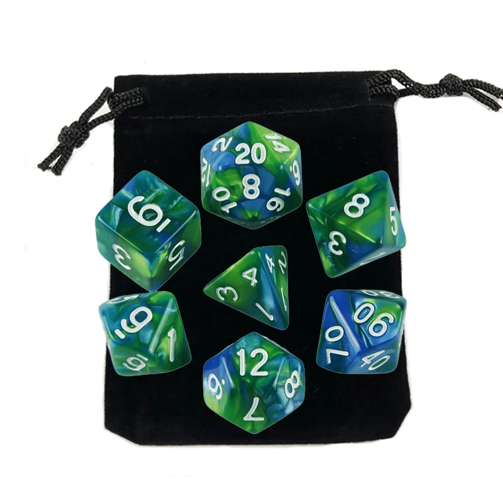 "7pcs Polyhedral Dice Set with Bag for RPG & Board Games - FREE SHIPPING"