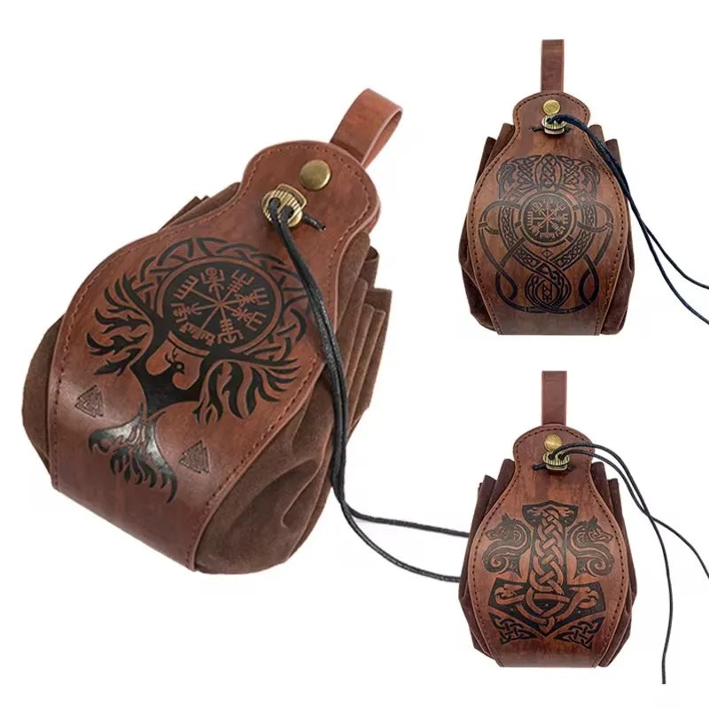 "Leather Dice Bag with Celtic Design – Premium Storage for RPG and Tabletop Dice