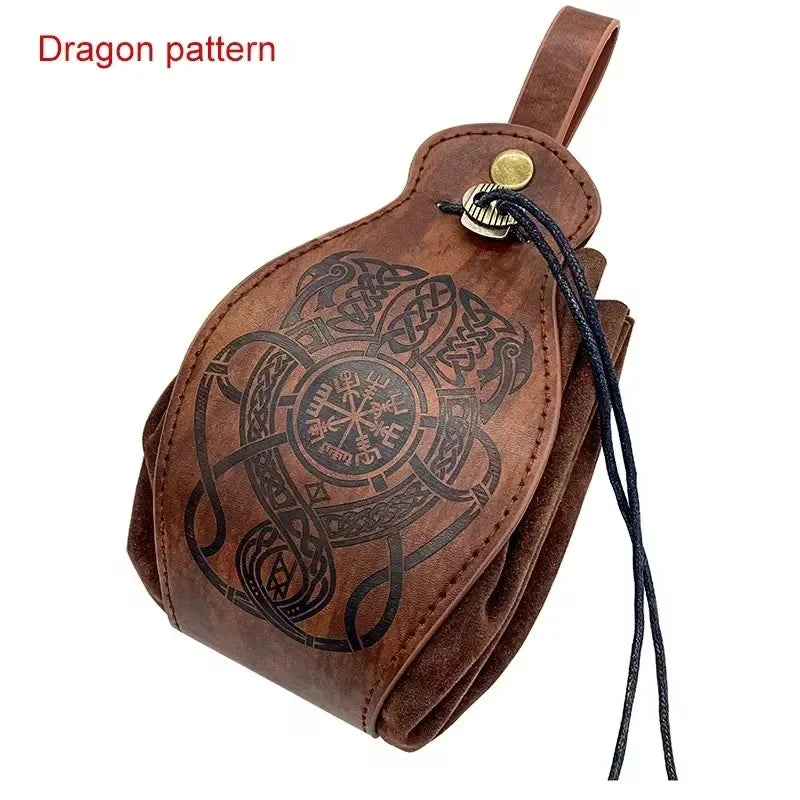 "Leather Dice Bag with Celtic Design – Premium Storage for RPG and Tabletop Dice