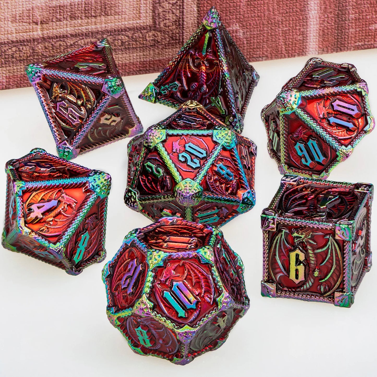 "Metal Dragon Dice Set 7pcs – Premium Fantasy RPG Dice for Tabletop Games - FREE SHIPPING"