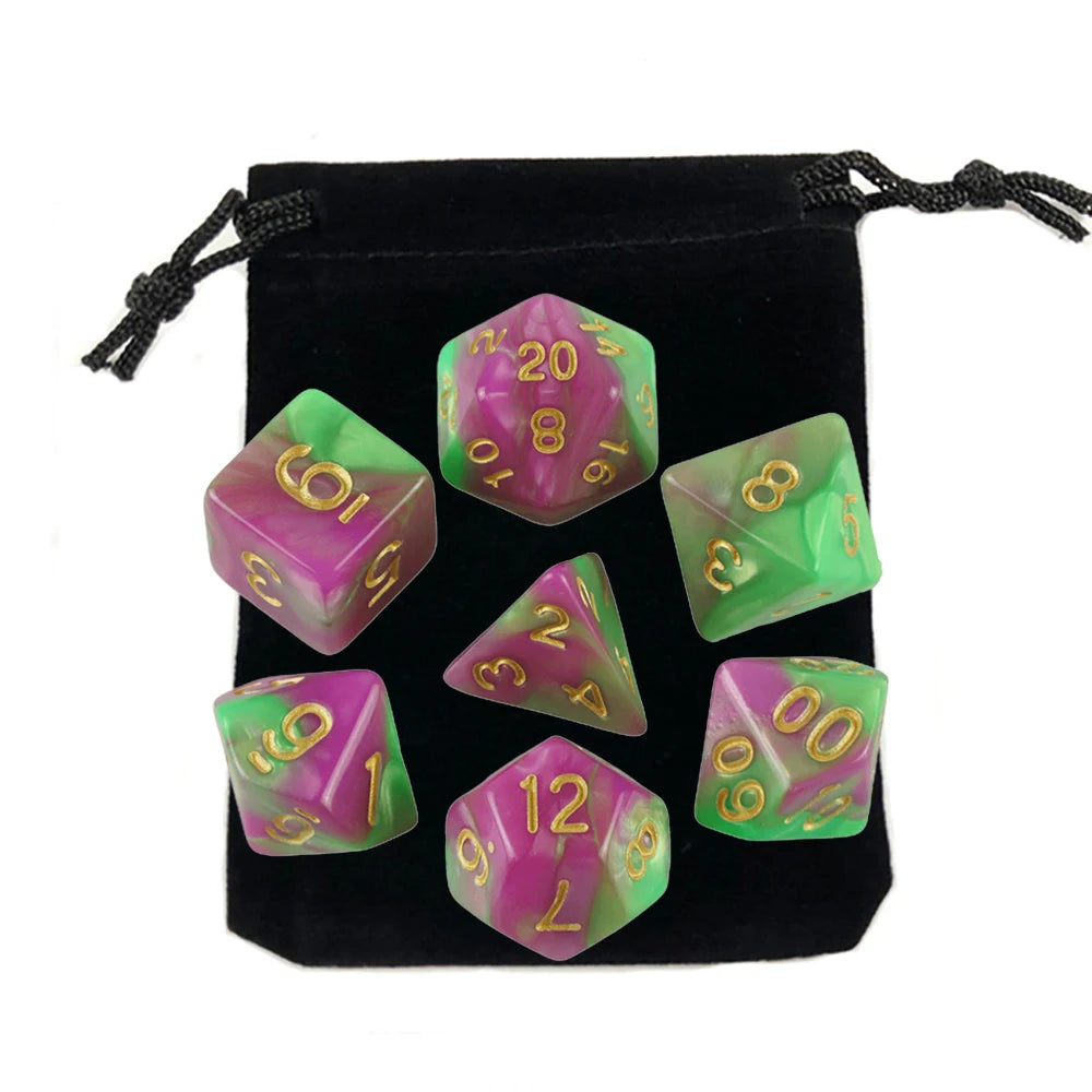 "7pcs Polyhedral Dice Set with Bag for RPG & Board Games - FREE SHIPPING"