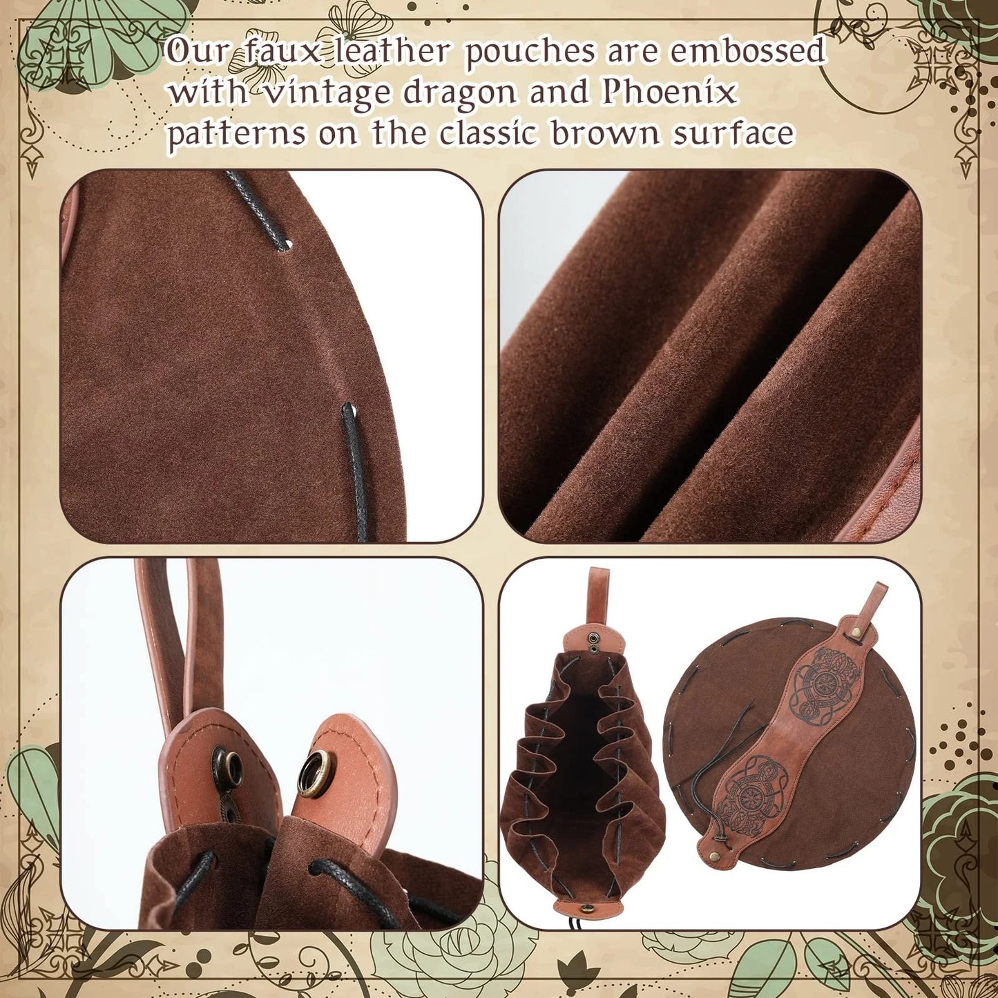 "Leather Dice Bag with Celtic Design – Premium Storage for RPG and Tabletop Dice