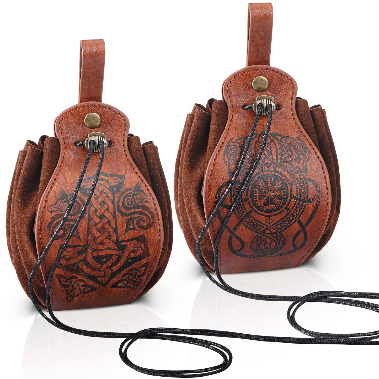"Leather Dice Bag with Celtic Design – Premium Storage for RPG and Tabletop Dice